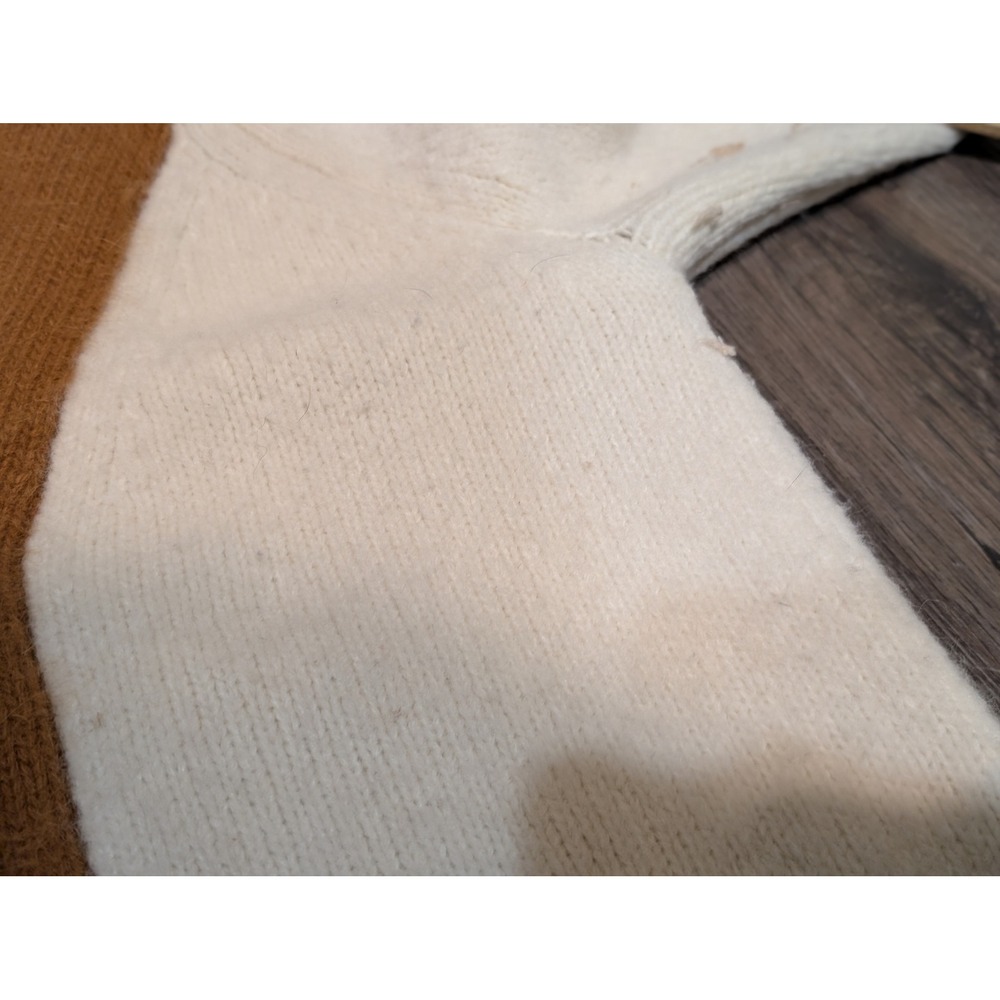 J Crew Cardigan Sweater Shawl Collar Button Front Knit Cream Brown Size S READ! - Picture 5 of 7